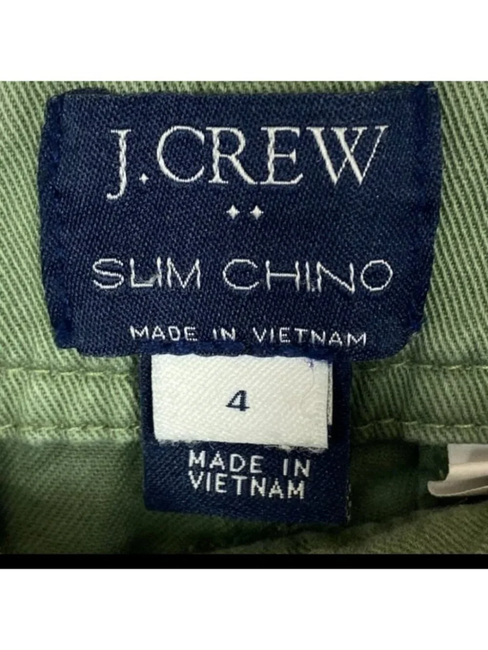 J. Crew Slim Chino Boyfriend - Size 4 - Olive Green, Summer,  100% Cotton